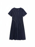 Contrast-Stitch A-Line Dress