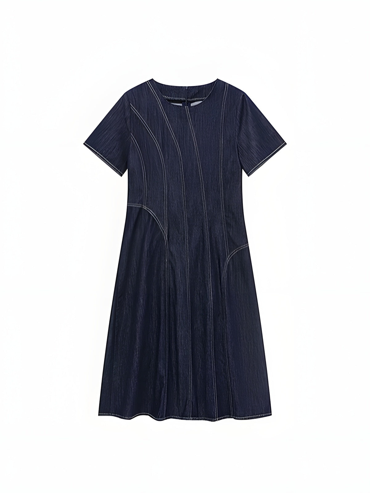 Contrast-Stitch A-Line Dress