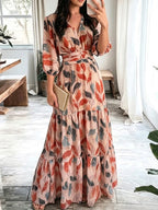 Floral Print V-Neck Maxi Dress