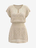 Knit Mesh Short Sleeve Mini Dress