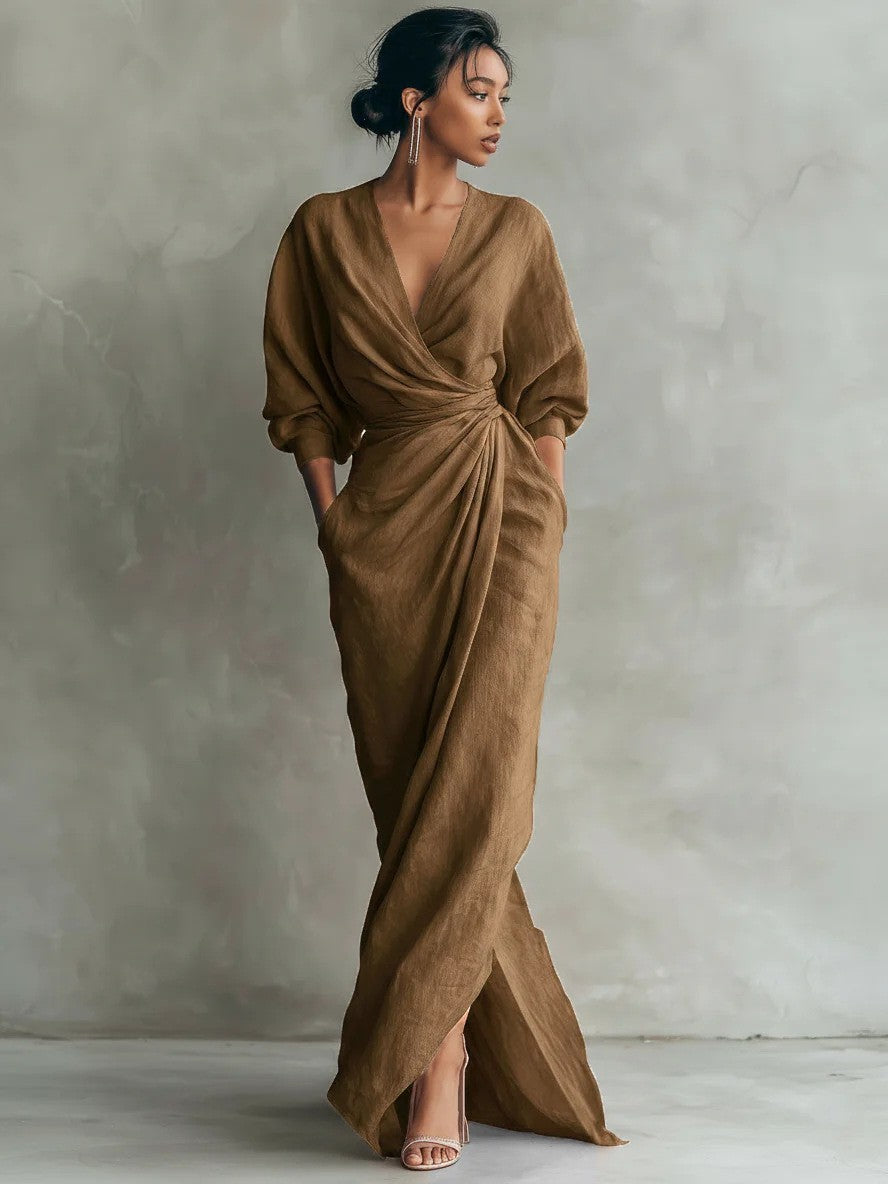Wrap V-Neck Maxi Dress
