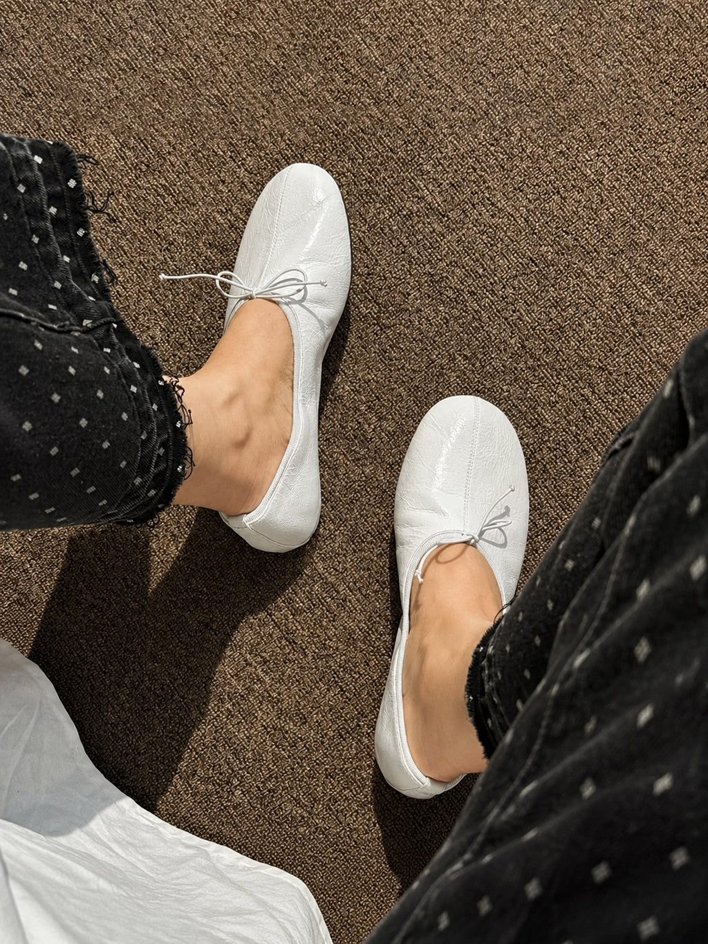 Faux Leather Bow Ballet Flats