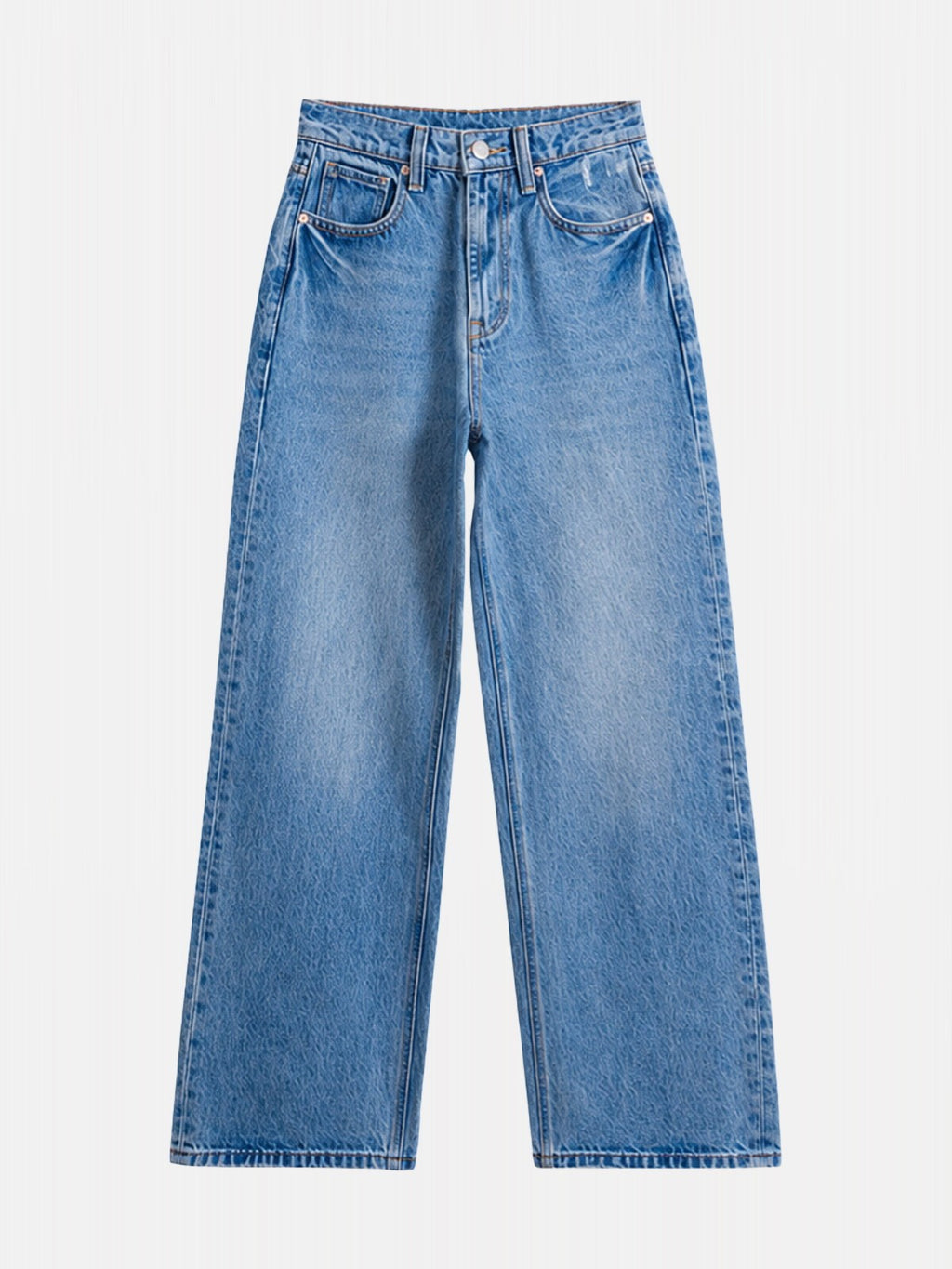 Light Wash High-Rise Wide-Leg Jeans