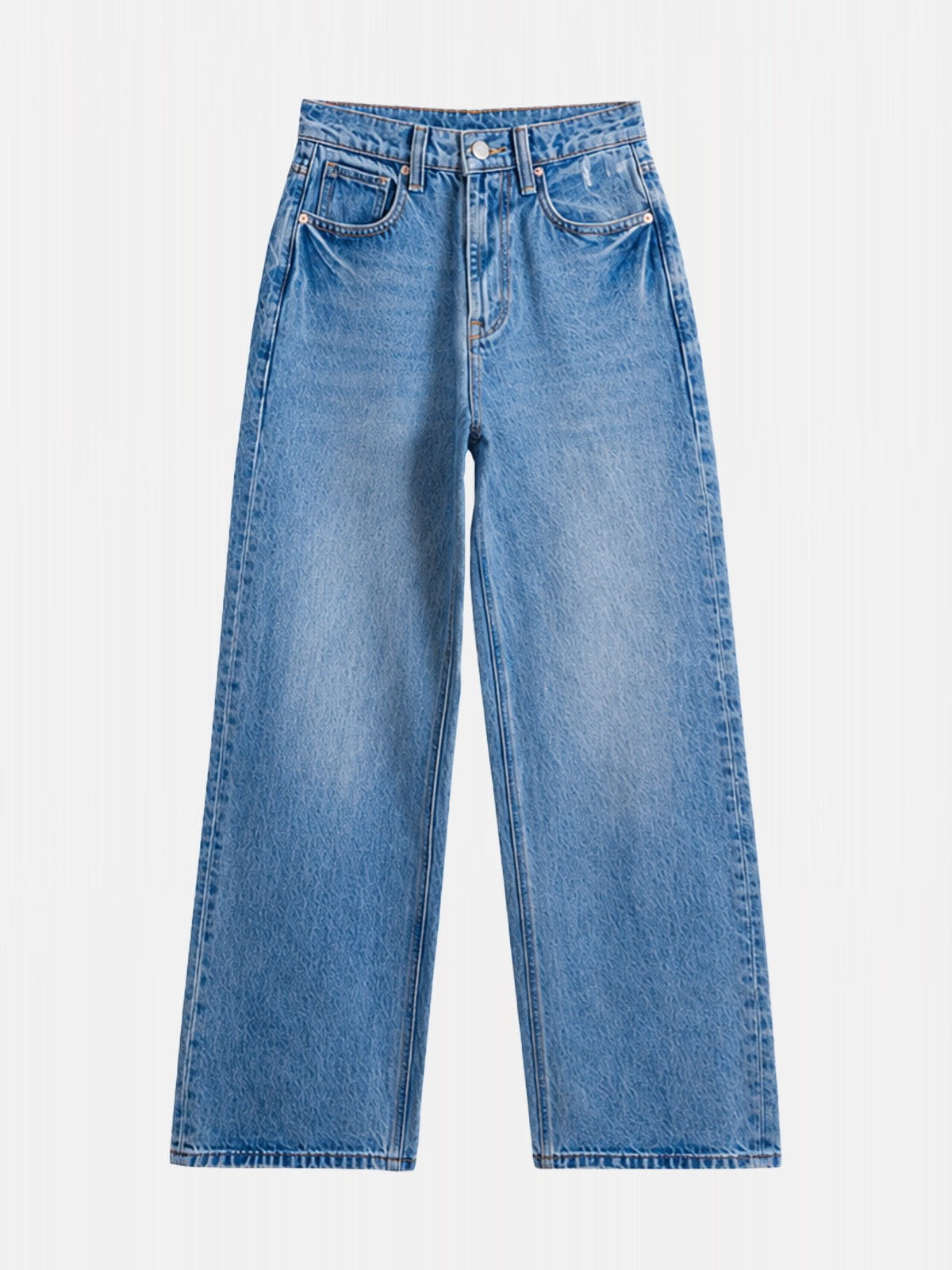 Light Wash High-Rise Wide-Leg Jeans