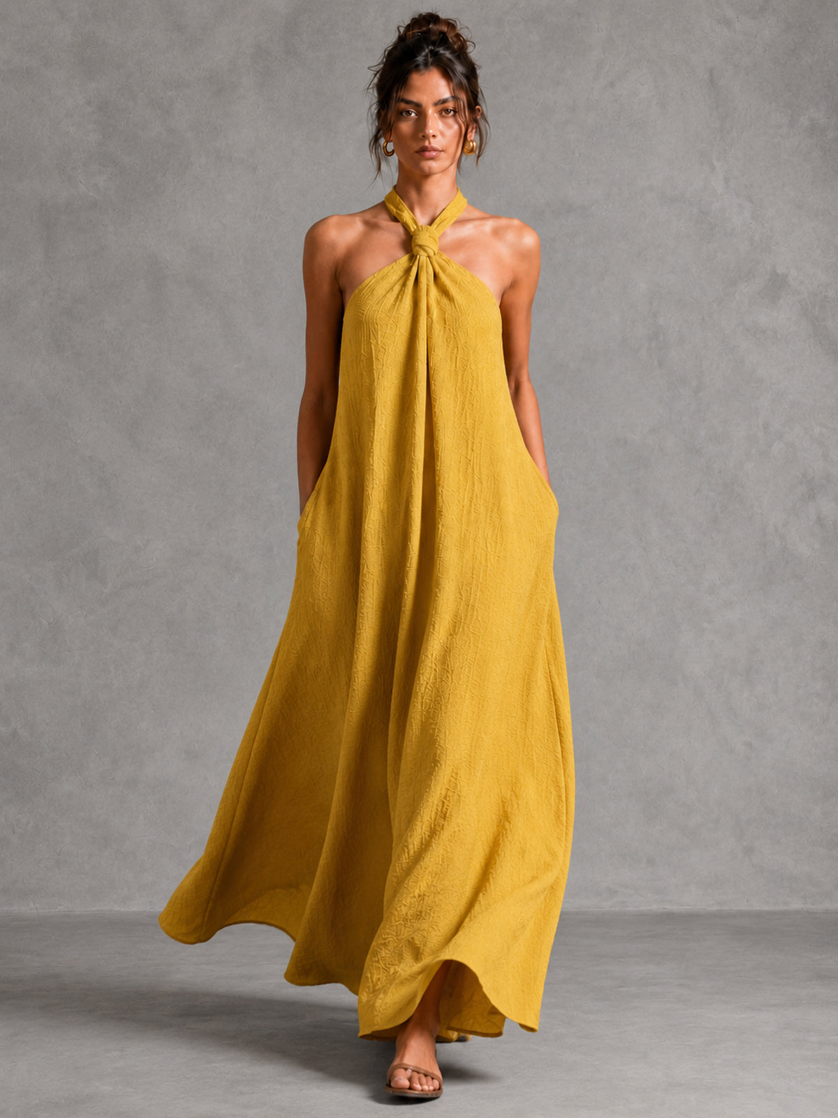Twisted Halter Backless Maxi Dress
