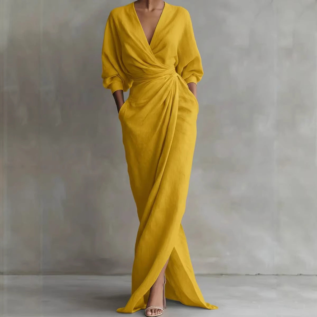 Wrap V-Neck Maxi Dress