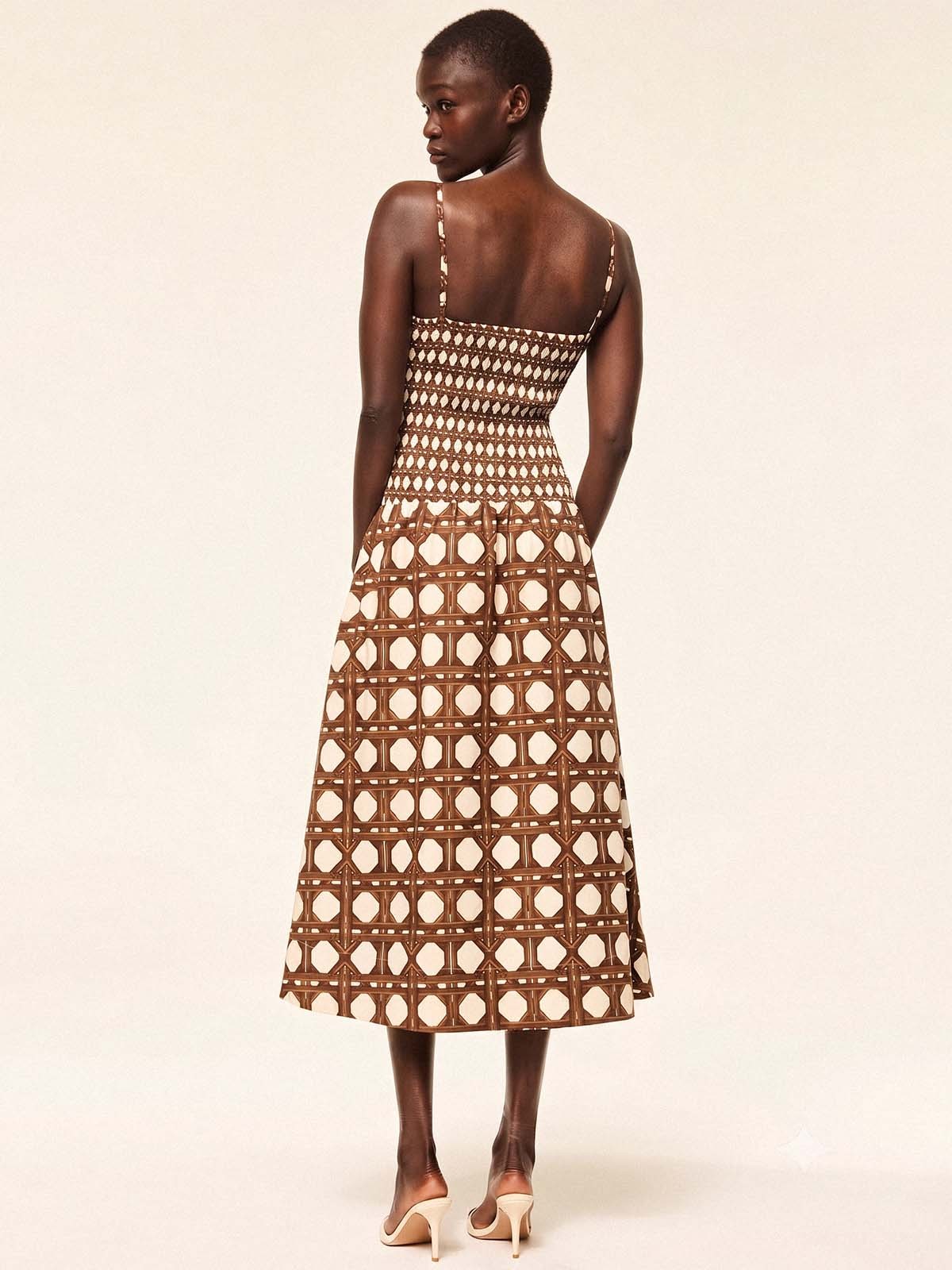 Geometric Print Pleated Dress