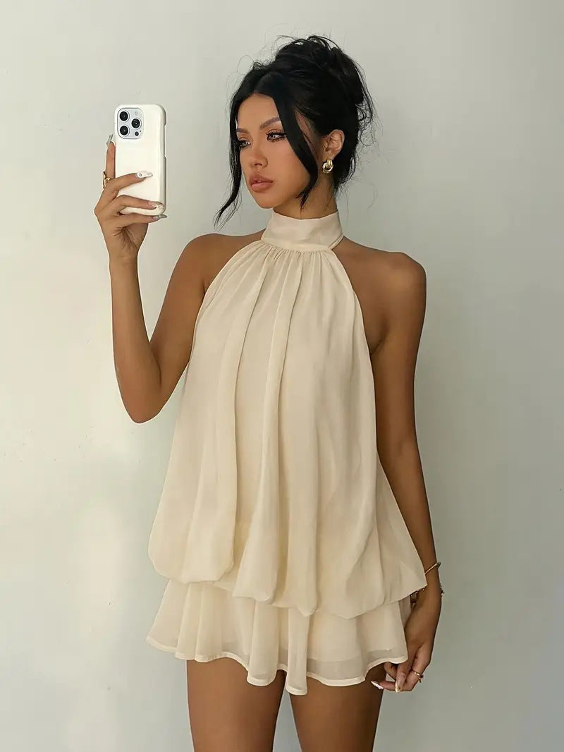 Halter Chiffon Mini Dress