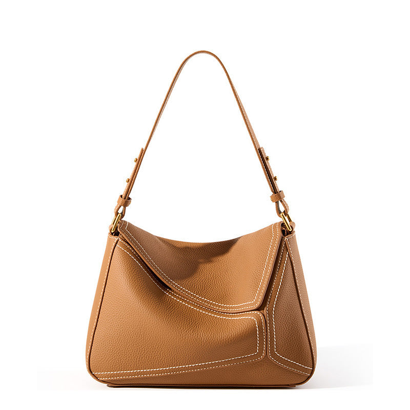 Geometric Cowhide Leather Pillow Bag