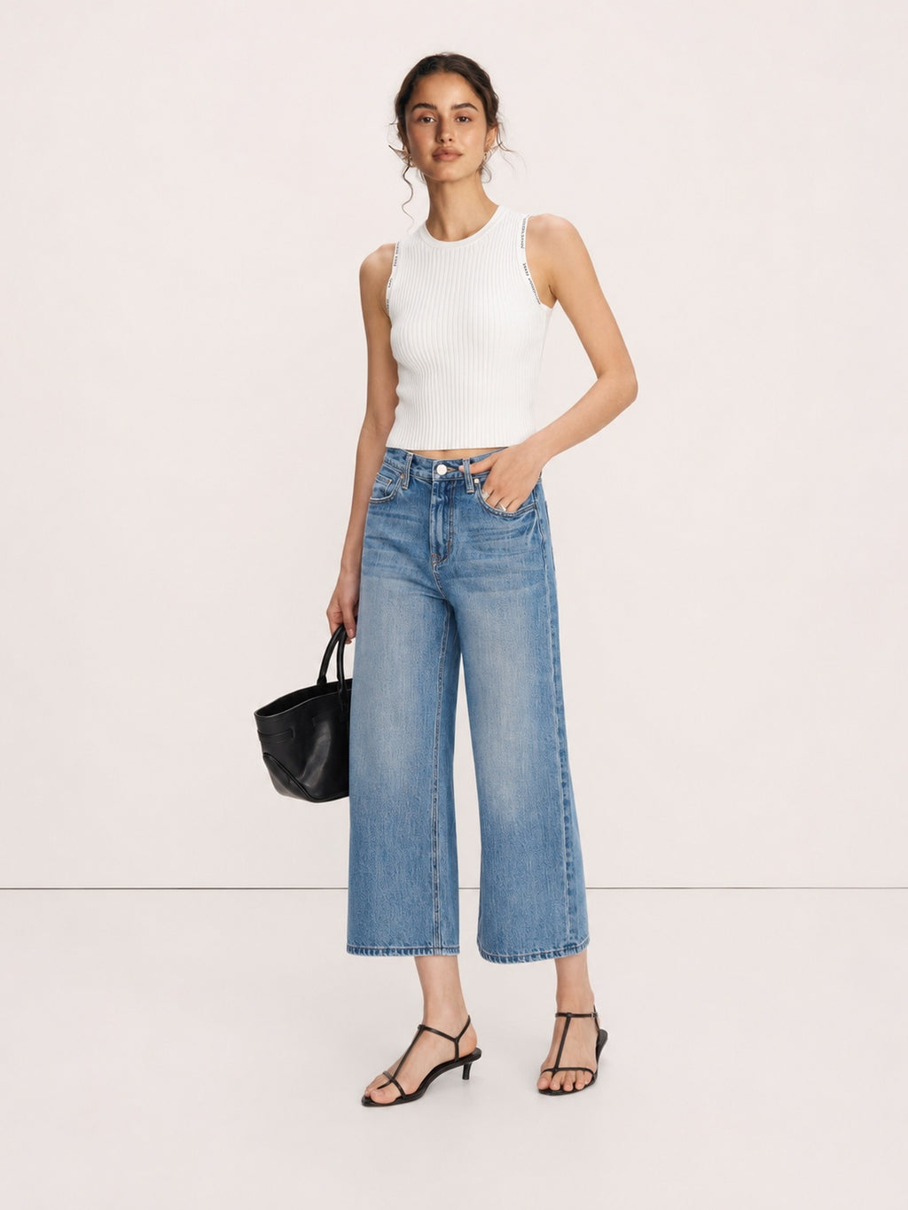 Cropped Straight-Leg Cotton Jeans