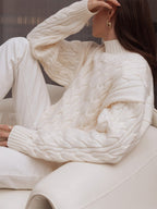 Mock-Neck Cable-Knit Sweater