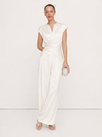 Braided Trim Wide-Leg Trouser Set