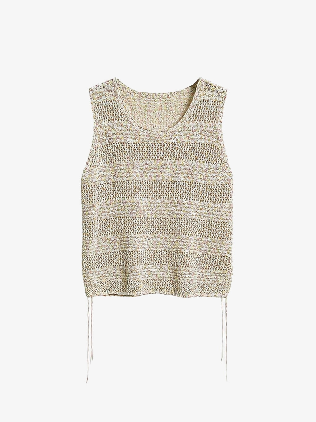 Melange Open-Knit Drawstring Tank