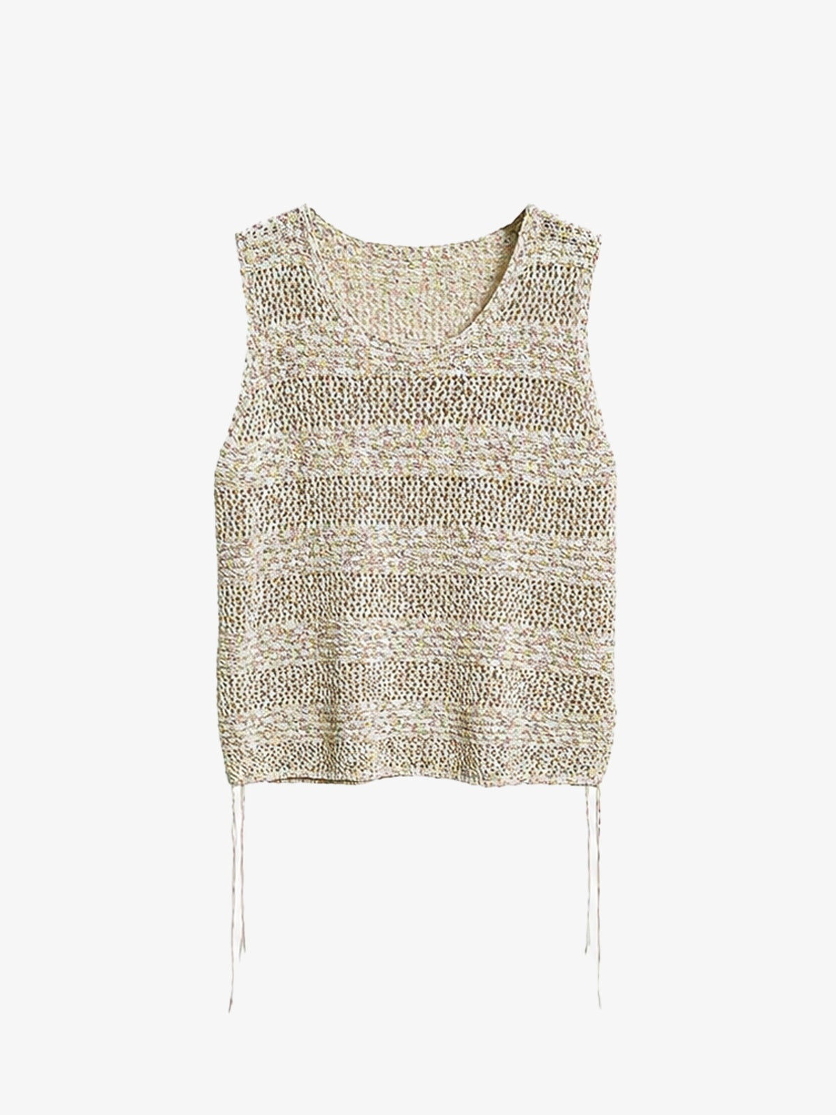 Melange Open-Knit Drawstring Tank