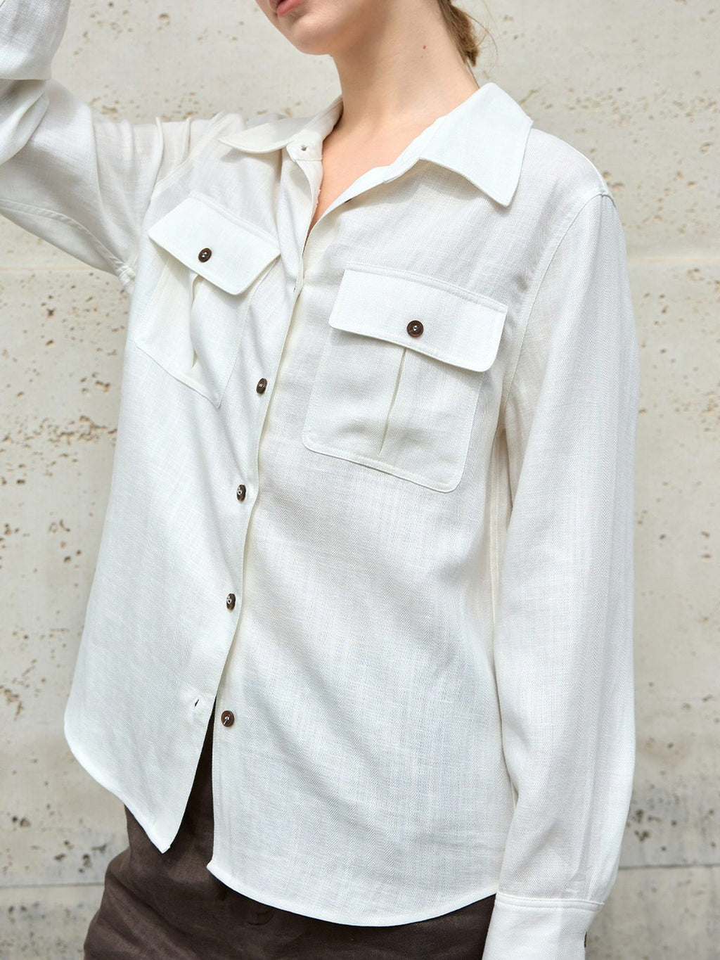 Lyocell Linen-Blend Utility Shirt
