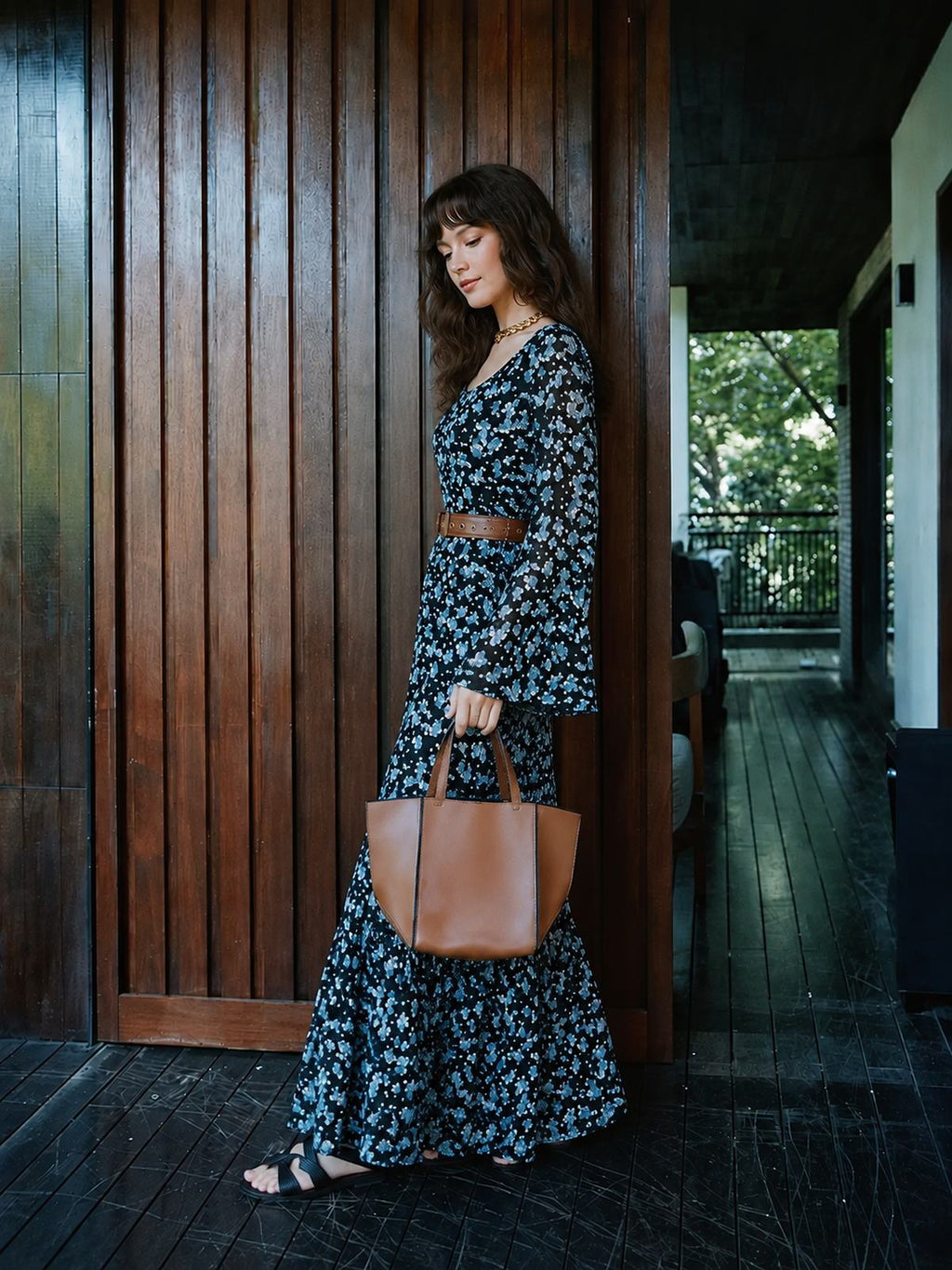 Belted Floral Maxi Dress