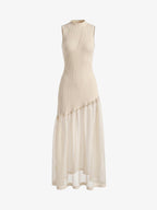 Sheer Panel Knit Maxi Dress