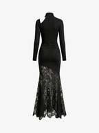 Elegant Lace Patchwork Off-Shoulder Dress