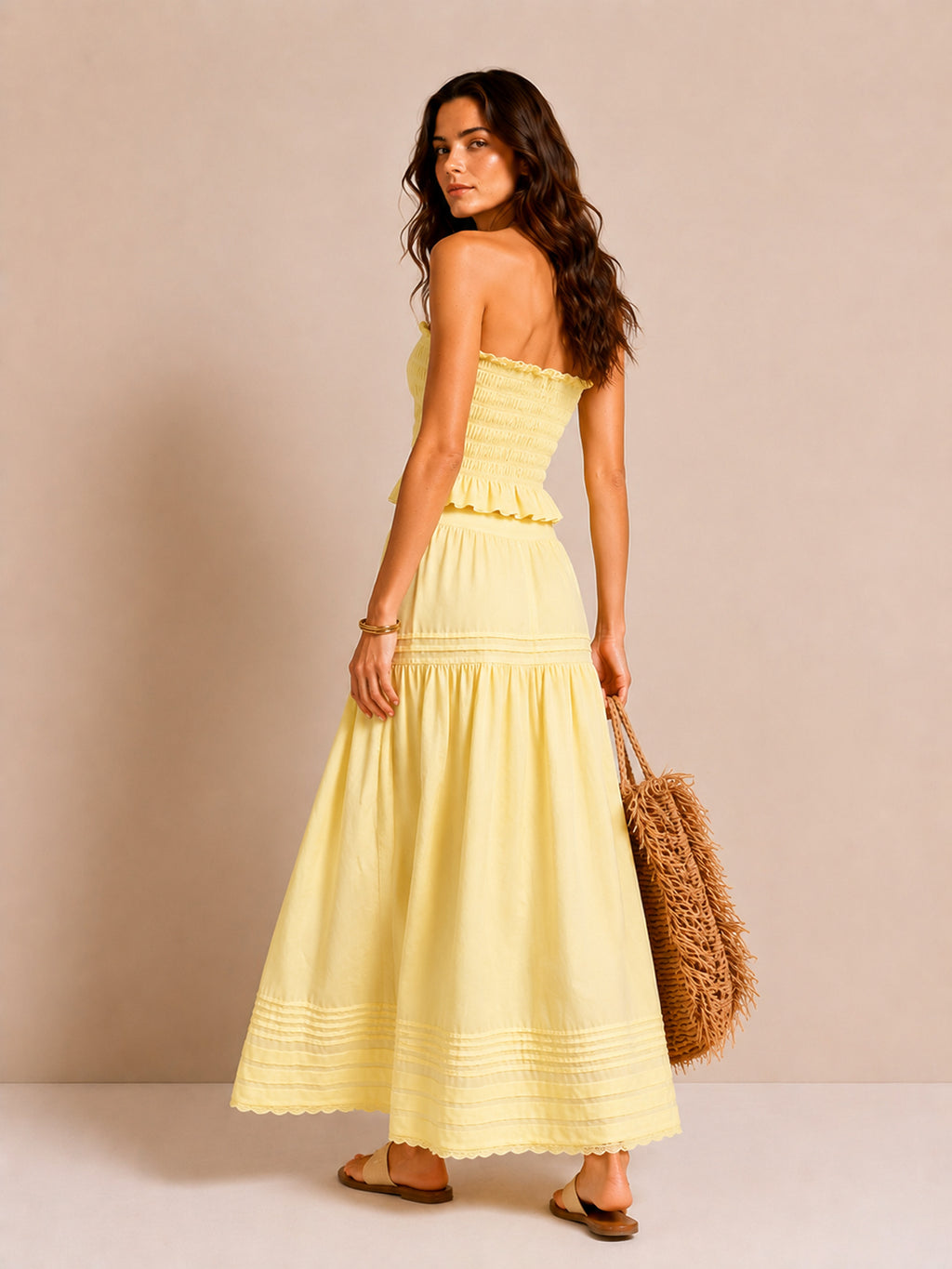 Smocked Strapless Maxi Skirt Set