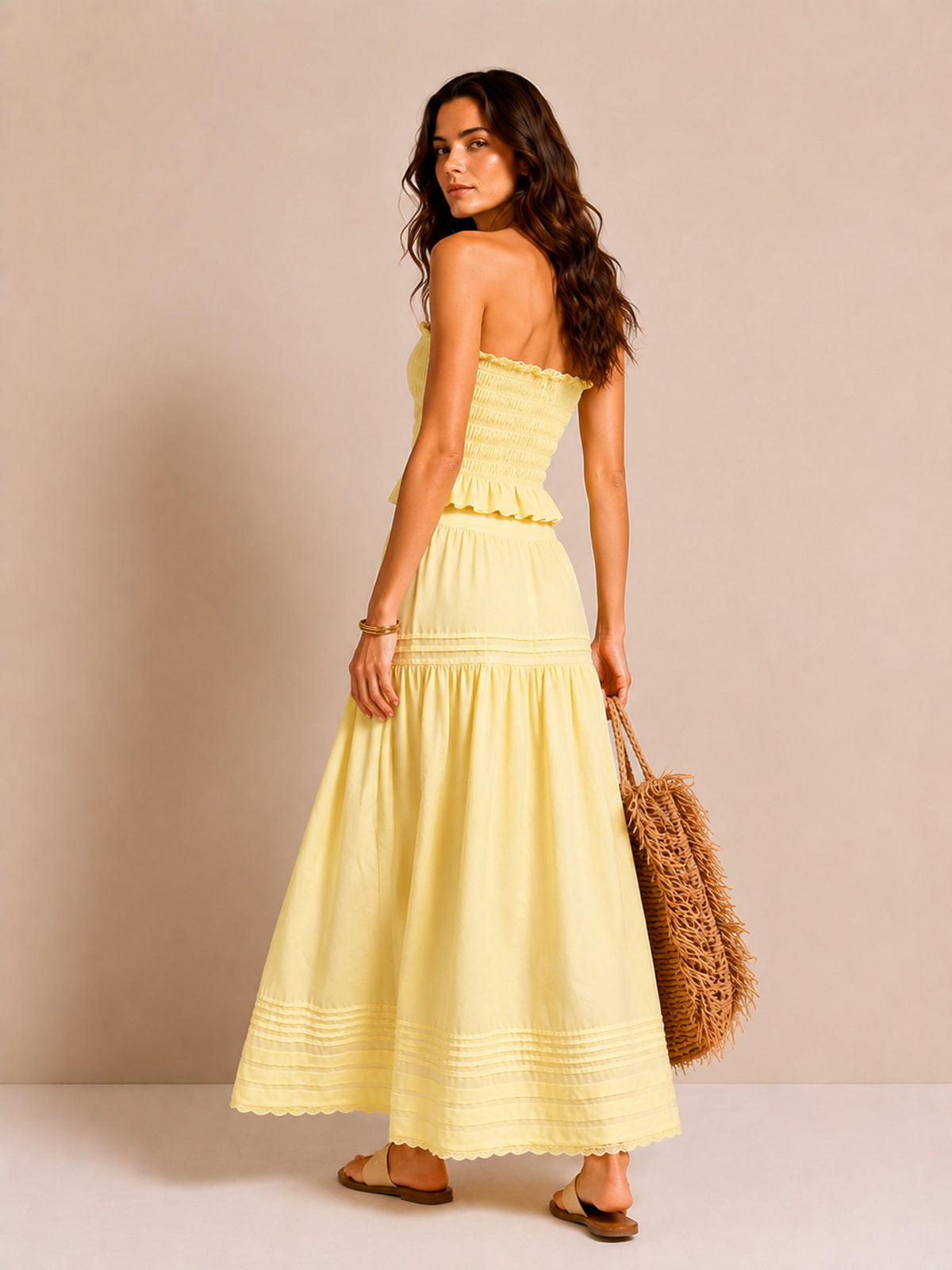 Smocked Strapless Maxi Skirt Set