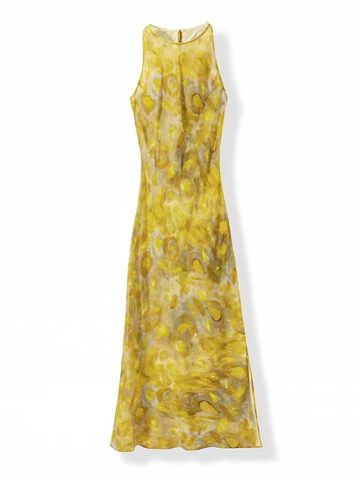 Abstract Print Sleeveless Maxi Dress