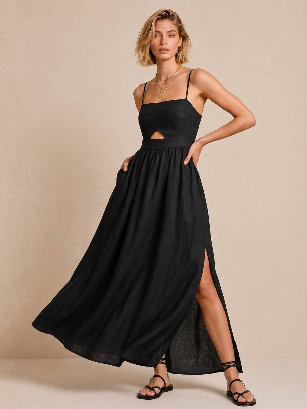 Cutout Slit Maxi Dress