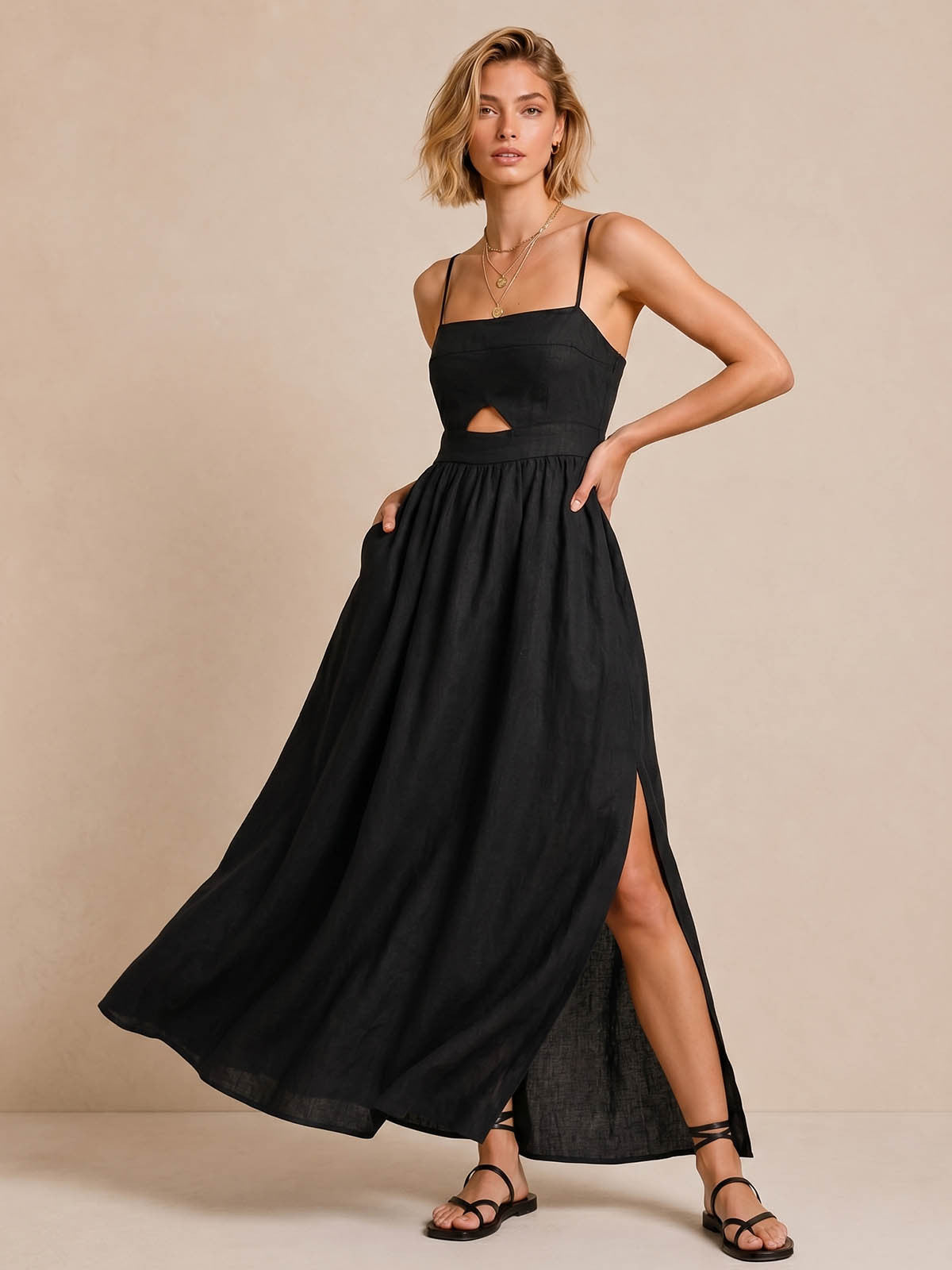 Cutout Slit Maxi Dress