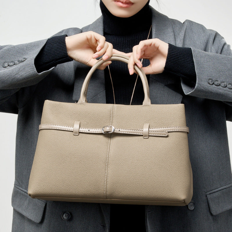Structured Cowhide Leather Top Handle Bag
