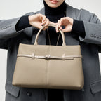 Structured Cowhide Leather Top Handle Bag