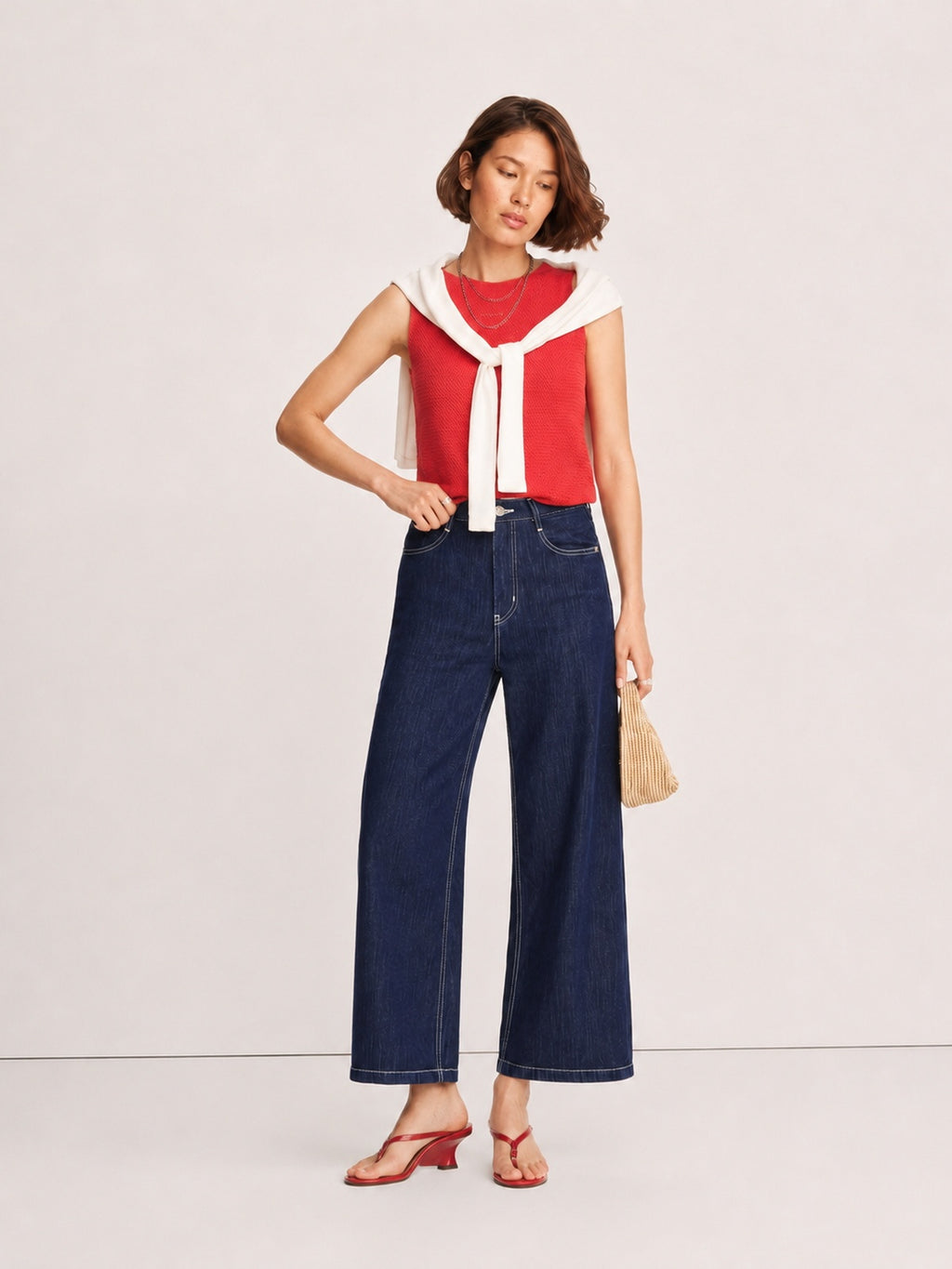 Cropped Straight-Leg Lyocell Jeans