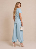 Completo composto da top sartoriale e pantaloni a palloncino